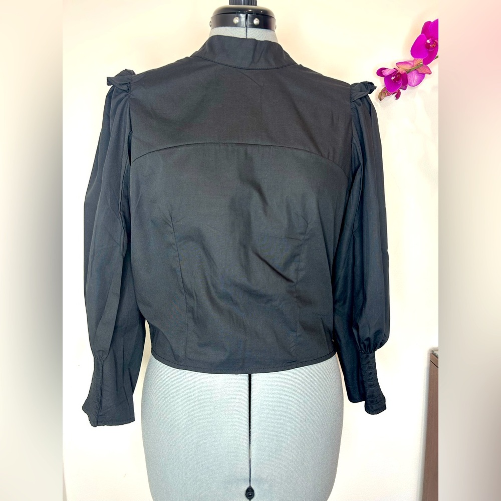 BRACH BRACH - Black Puff Sleeve Blouse Size M